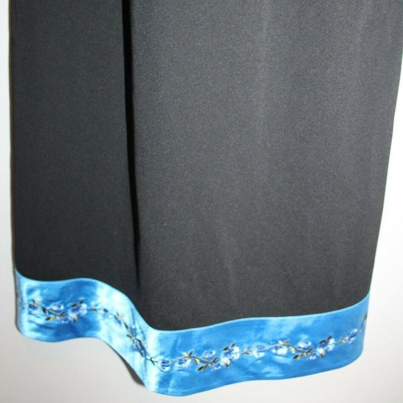 Papell Boutique Evening Dress Strapless Size Women's 2P Petite Black With Blue - Picture 4 of 7
